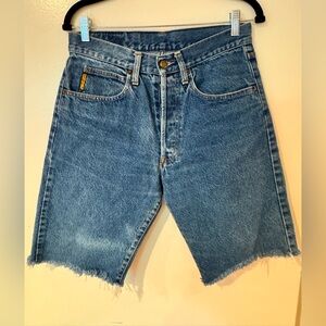 Vintage Armani Jeans Medium Blue Cutoff Denim Shorts